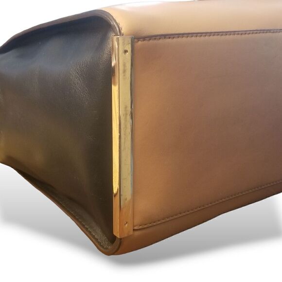 ⭐️ Michael Kors Medium Lana Suntan/Black Colorblock Leather Handbag - Picture 7 of 16